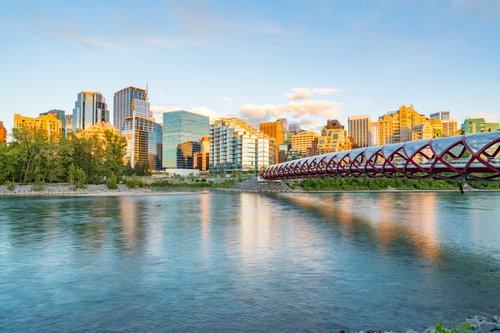 A downtown photo of the iconic Calgary Peace Bridge. Bishop & McKenzie LLP has an office in Calgary.
